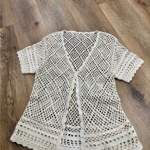 Cream Crochet Cardigan